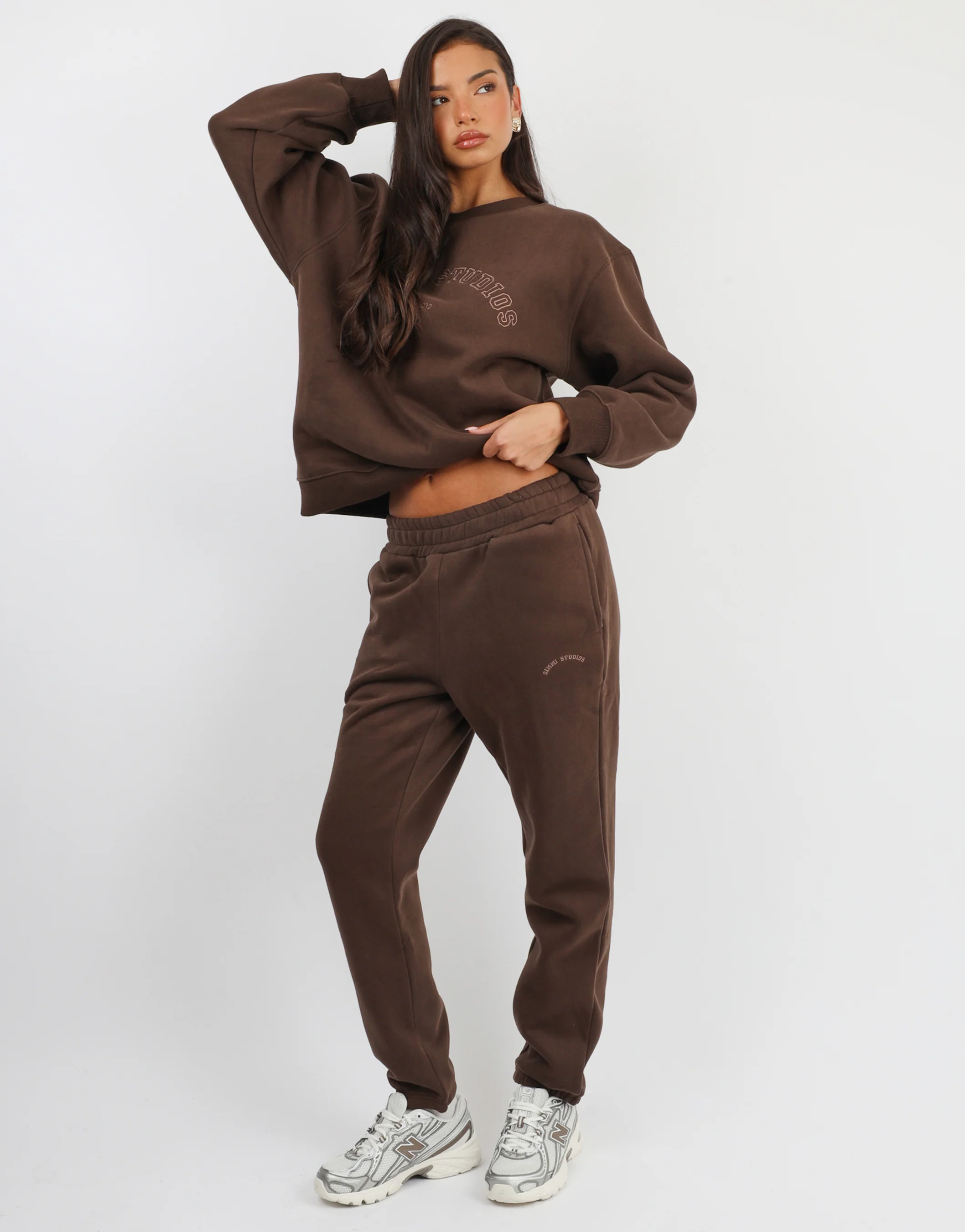 Ashby Simmi Studios Varsity Slogan Sweatshirt in Brown - Image 3