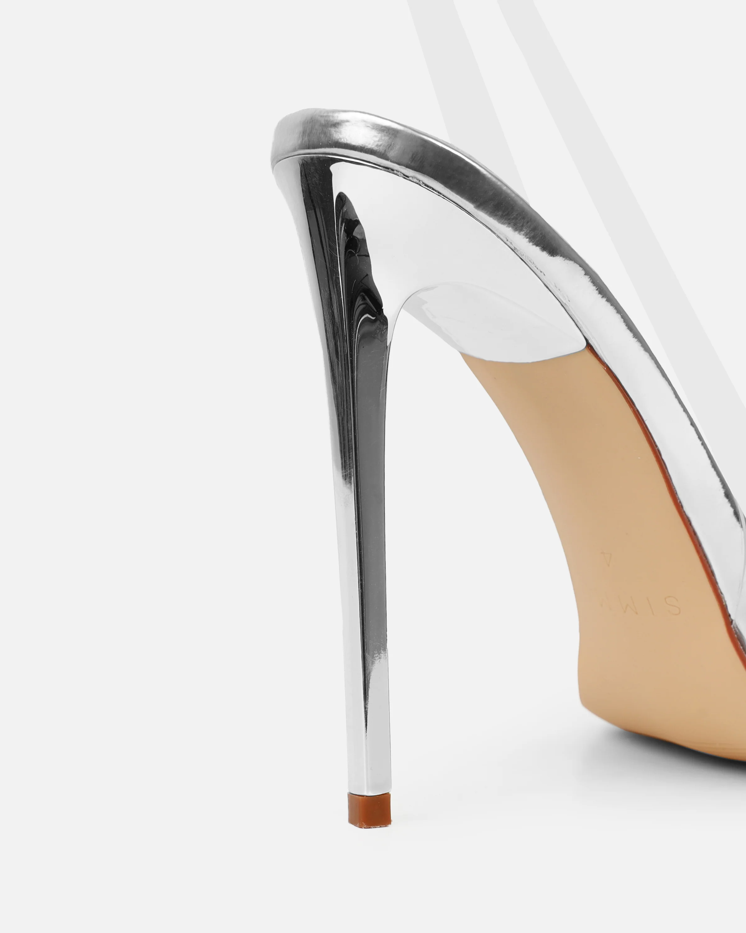 Athenos Clear Silver Mirror Diamante Toe Court Shoes - Image 3