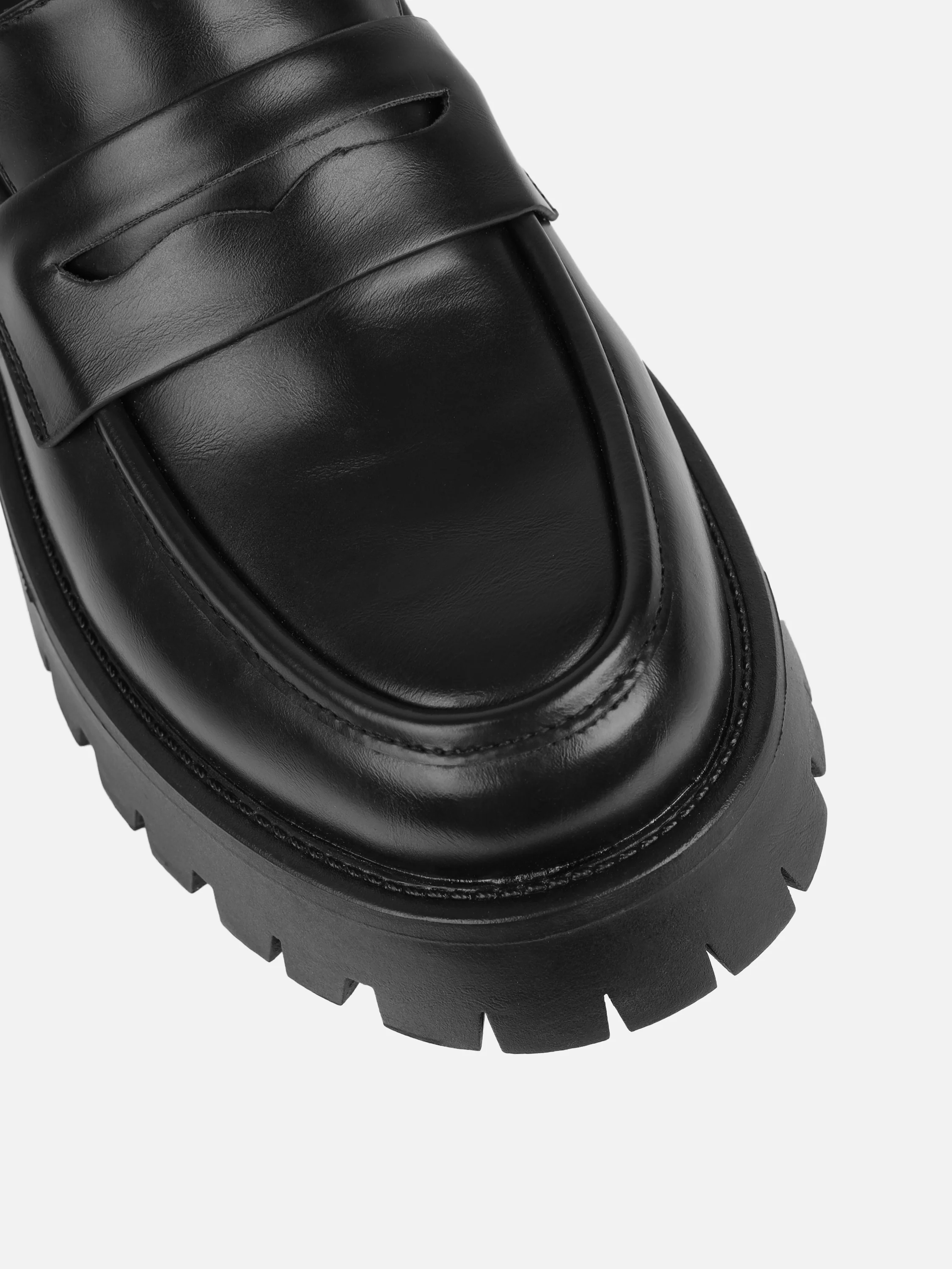 Bran Black Chunky Penny Loafers - Image 4