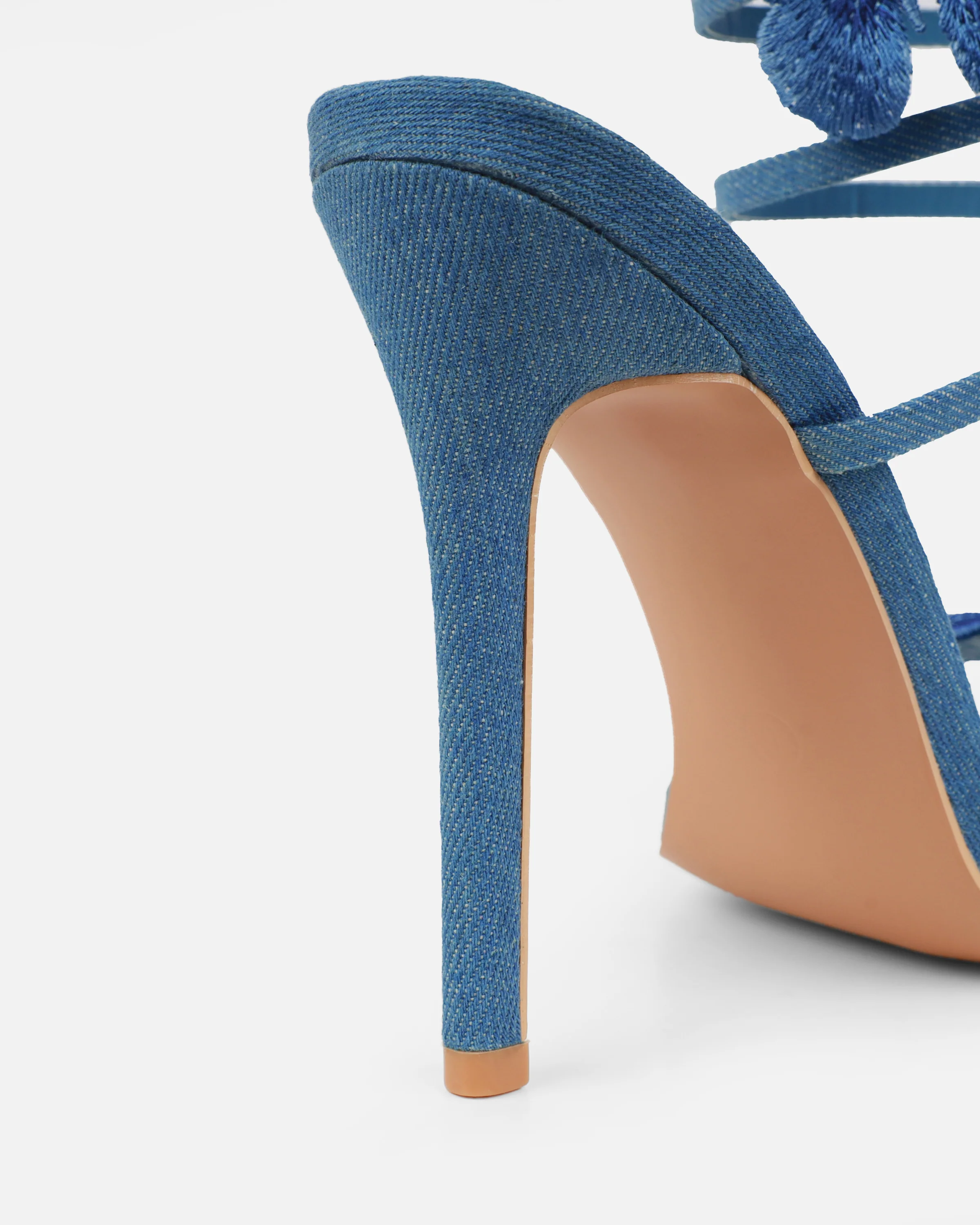 Chenoa Blue Denim Butterfly Spiral Sandals - Image 3