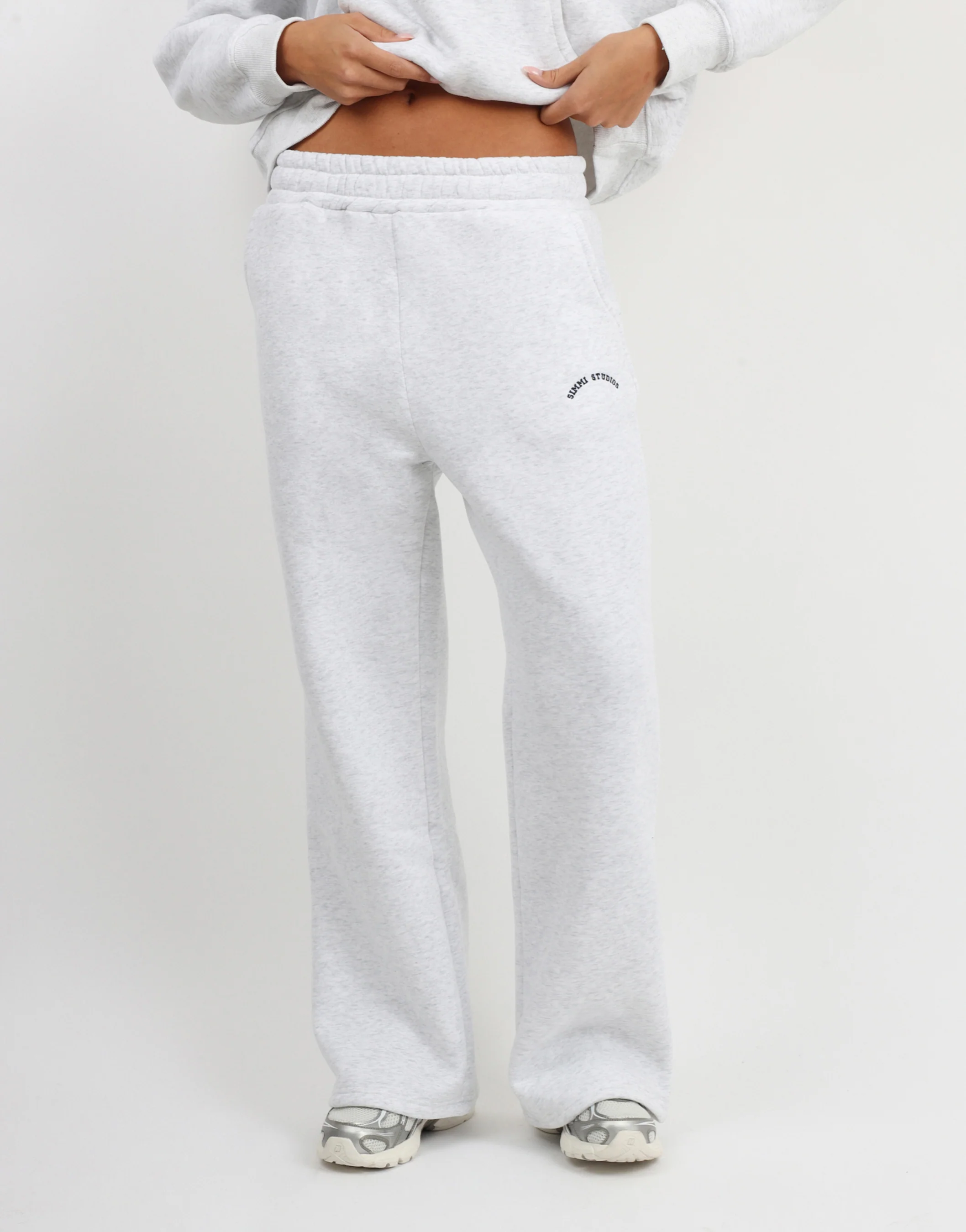 Colby Simmi Studios Varsity Flared Joggers in Pebble Grey - Image 4