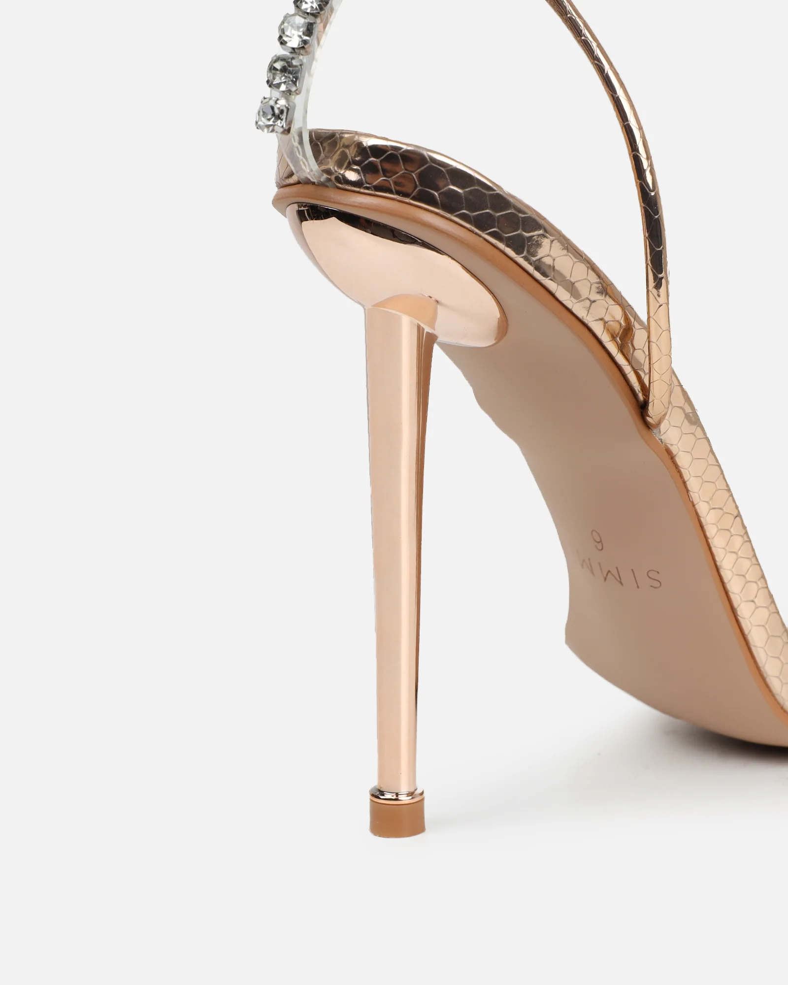 Felicity Gold Mirror Snake Diamante Heels - Image 3