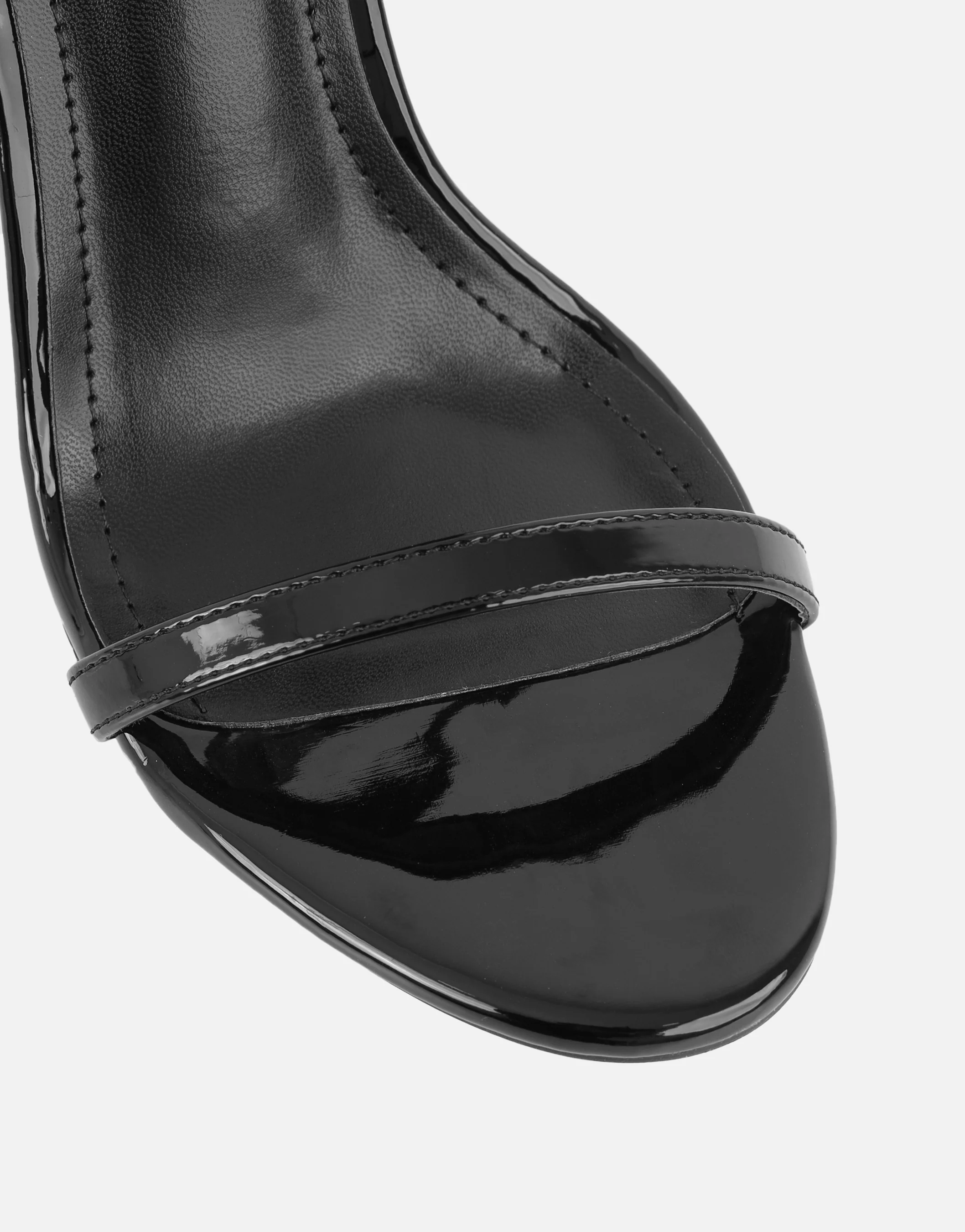 Gabby Black Patent Barely There Heeled Sandals - Image 4