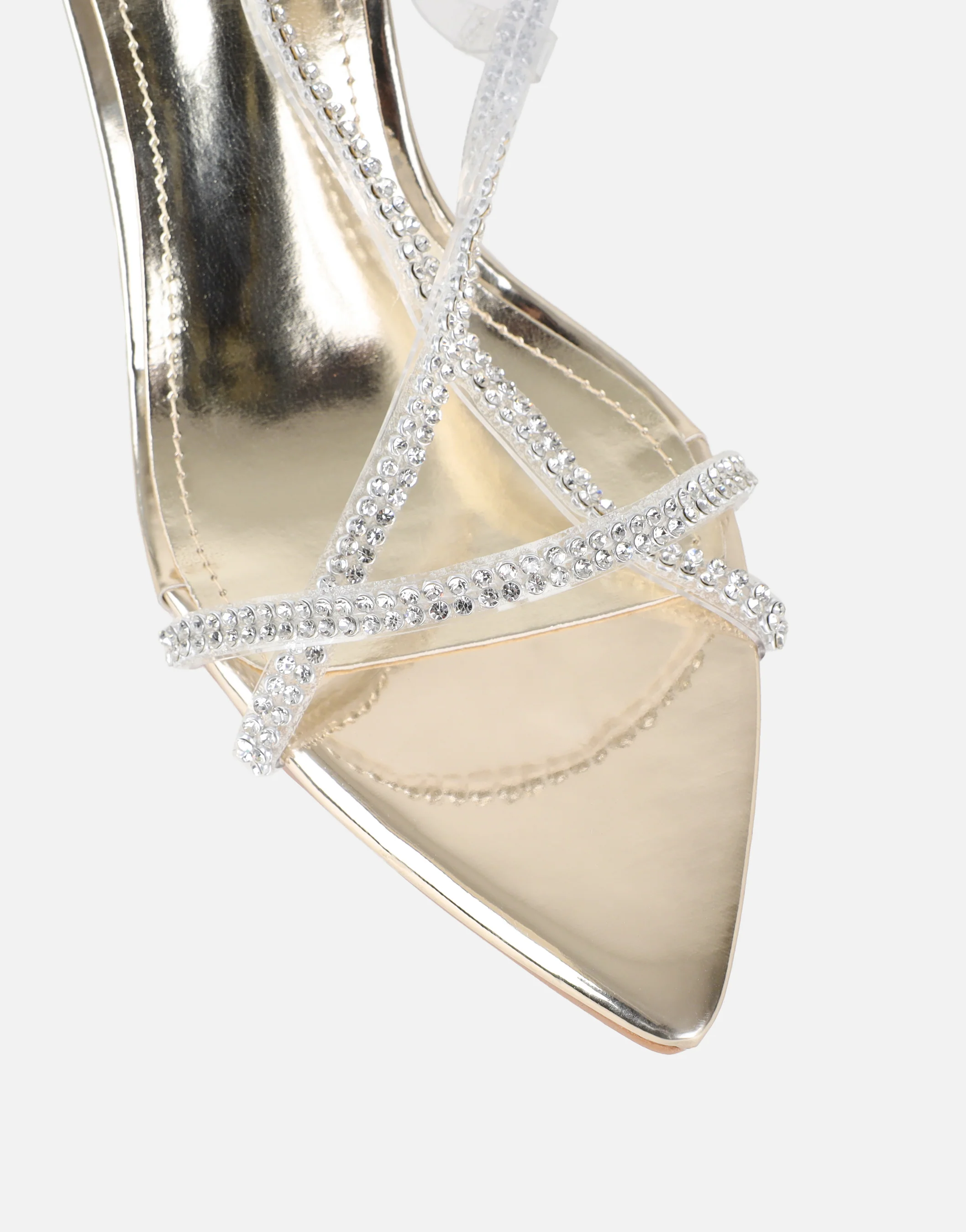 Jill gold mirror Diamante slingback heels - Image 4