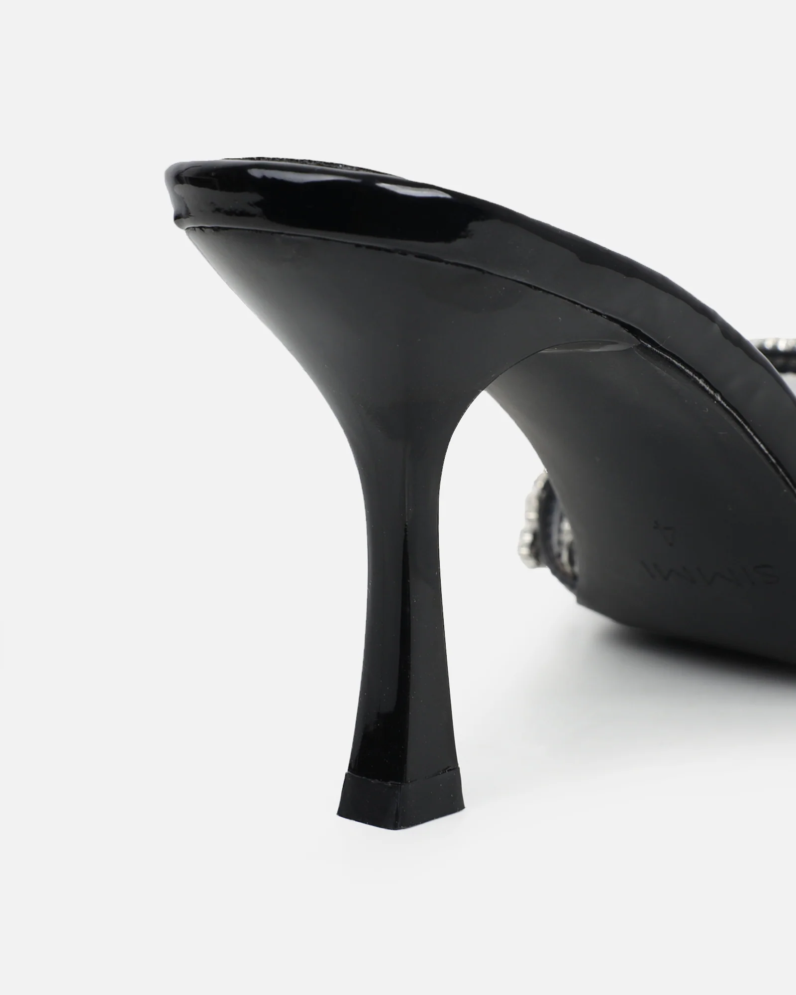 Manux Black Patent Diamante Detail Heeled Sandals - Image 3