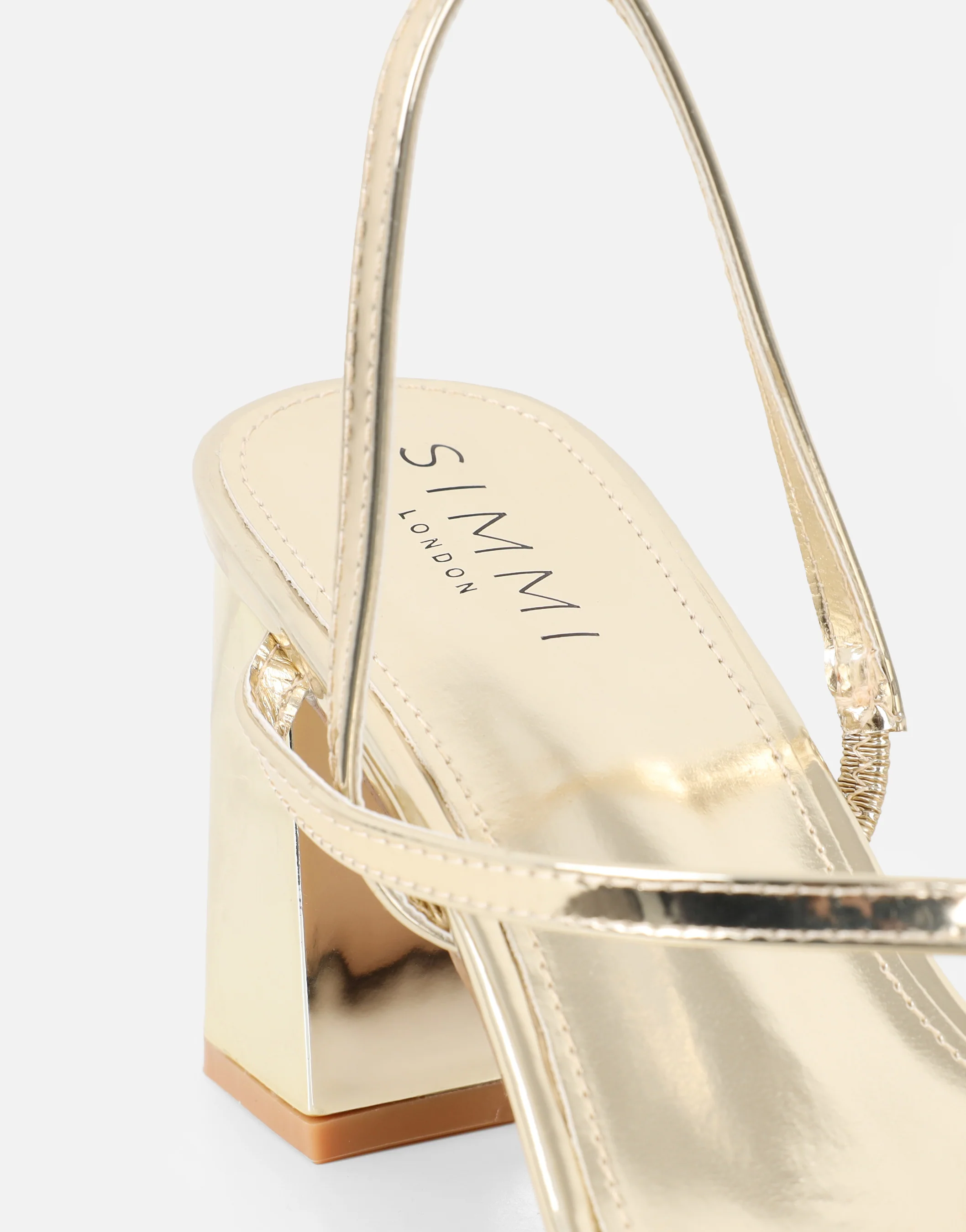 Manzi Gold Mirror Strappy Block Heeled Sandals - Image 3