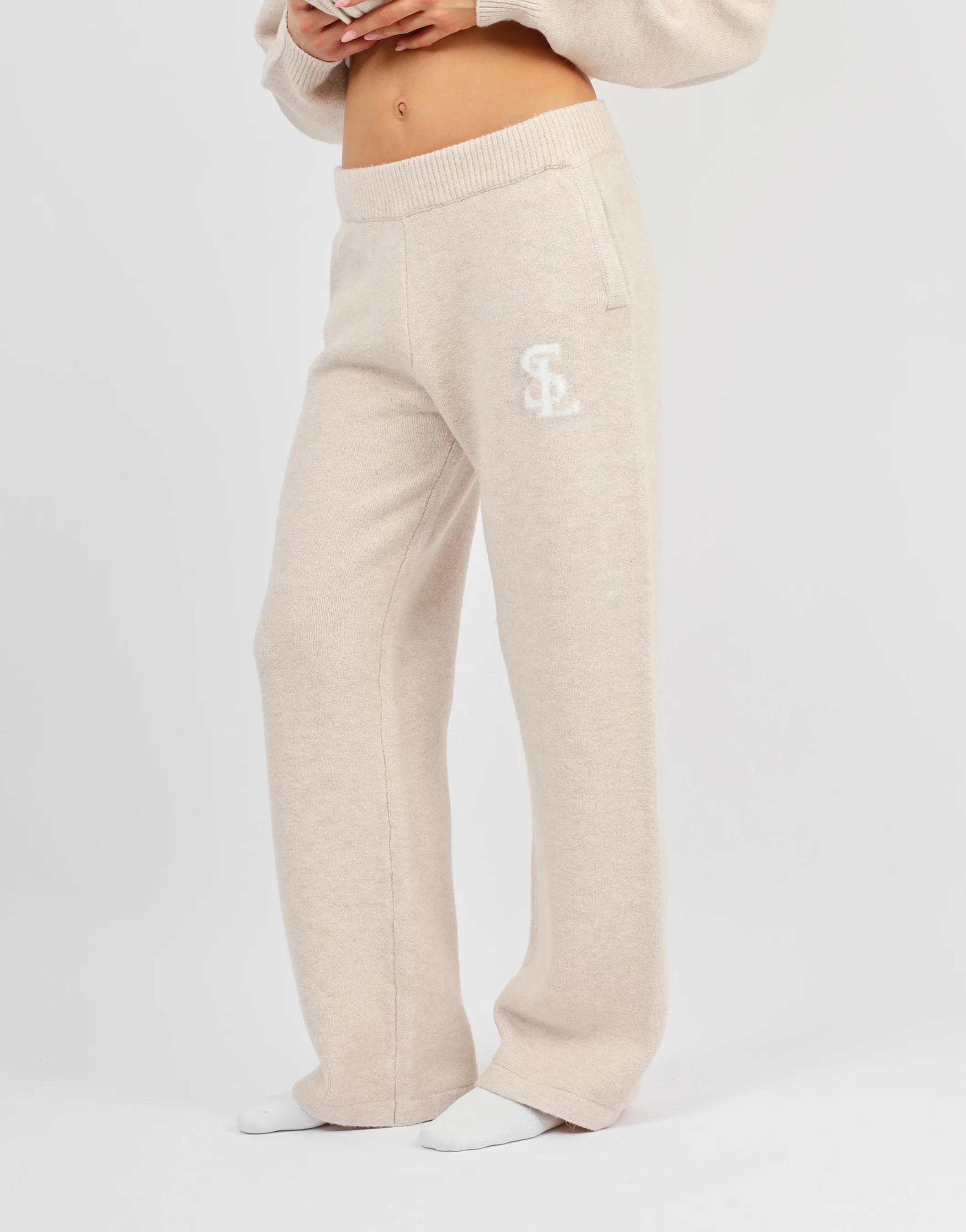 Romy Simmi Studios Chunky Knit Trousers In Cream - Image 3