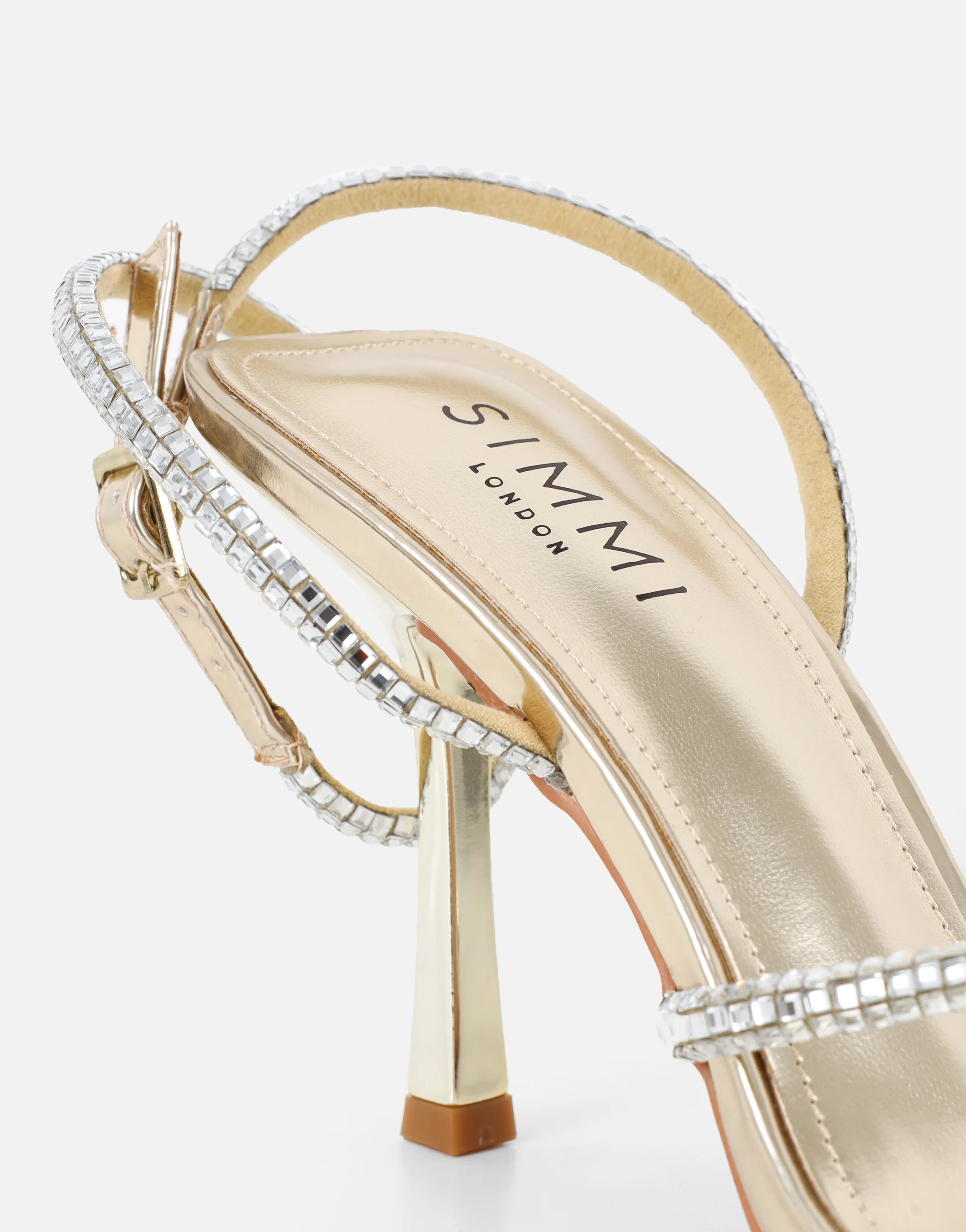 Sev Gold Mirror Diamante Heeled Sandals - Image 3