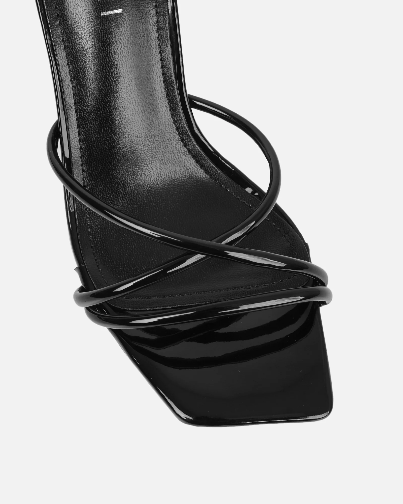 Shadee Black Patent Mid Heeled Sandals - Image 4